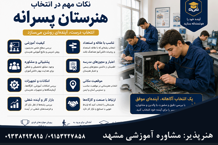 نکات مهم انتخاب هنرستان پسرانه در مشهد