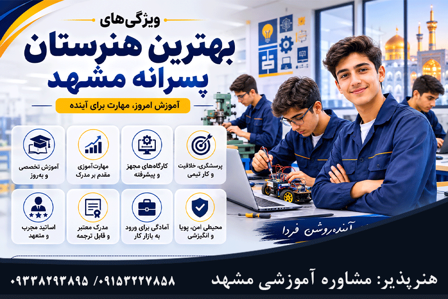 ویژگی های بهترین هنرستان پسرانه مشهد